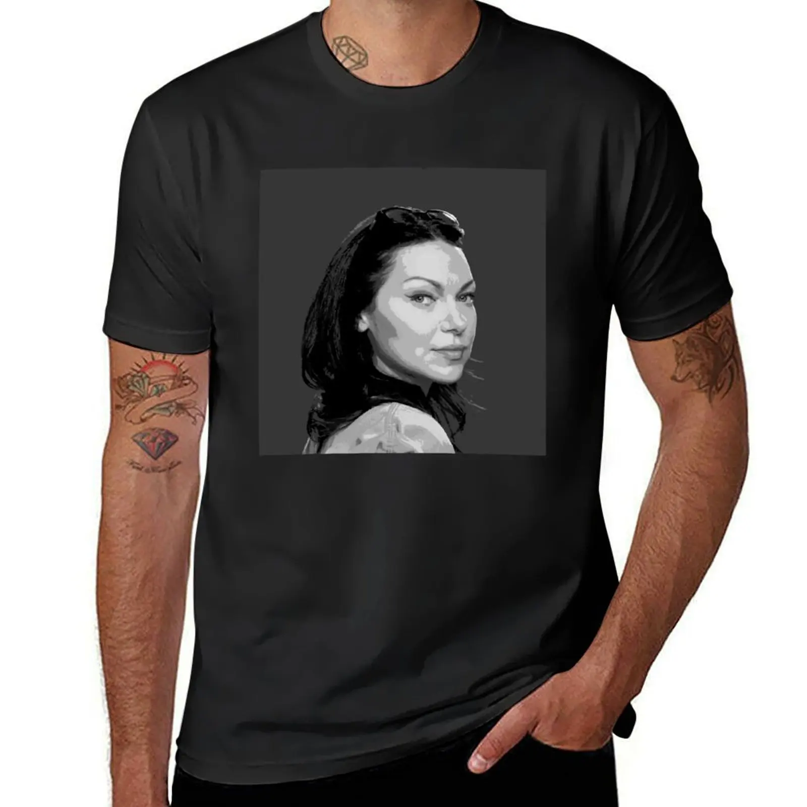 Laura Prepon Black _amp_ White Pop Art Portrait Painting T-Shirt sweat new edition cute tops tees mens graphic t-shirts