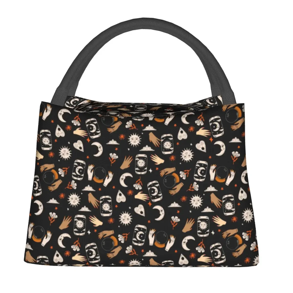 Fiambrera con estampado de Luna y sol para Halloween, bolsa térmica de viaje informal, portátil e impermeable