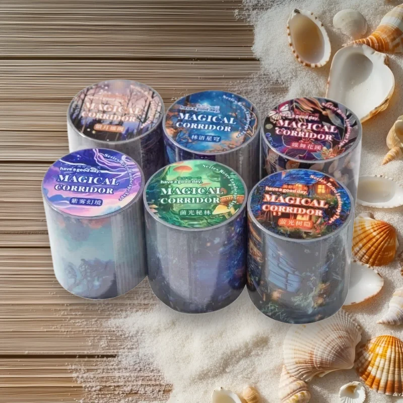 1 Rolle/4 Rolle 6 Style Ästhetisches Sea Shore Tape Großformatiges nahtloses Dekor für Tagebücher