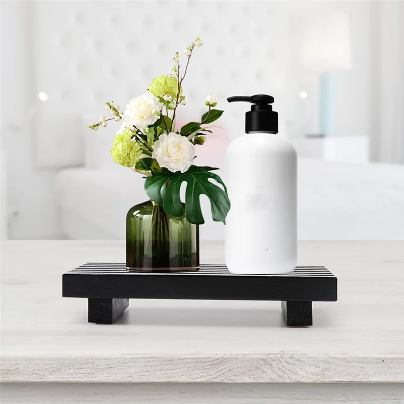 

A95I-органайзер для туалетного столика для ванной комнаты, небольшая стойка для ванной комнаты, дозатор для мыла, деревянная подставка для дисплея, декор кухонной стойки