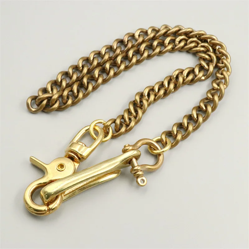 55cm Retro Solid Brass U Hook Keychain Ring Wallet Chain Clip Belt Pants Metal Bag Chain Bag Strap Link Chain Clasp Accessory