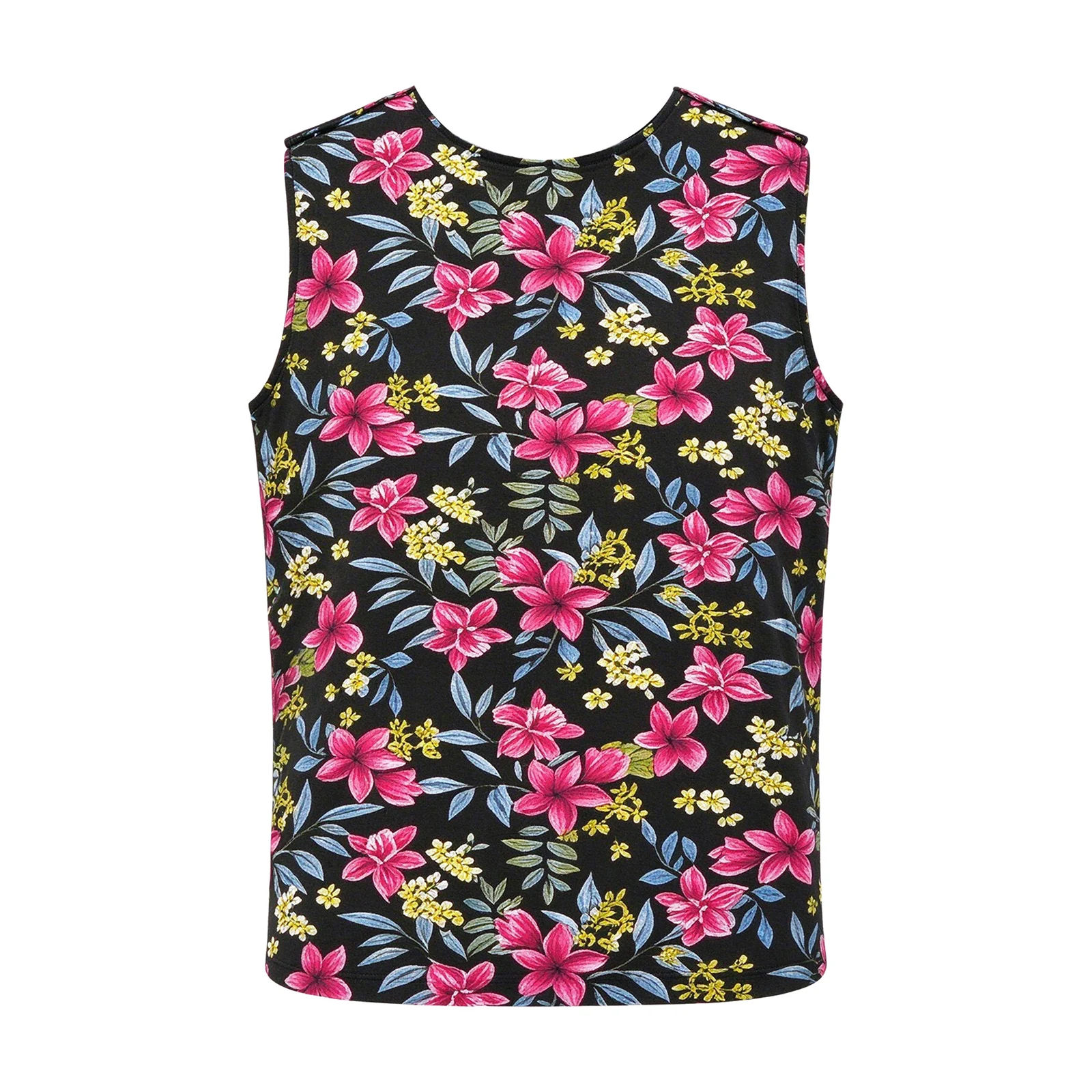 Women Post-surgery Adaptive Shirt V-neck Sleeveless Press Buttons Shoulders Sides Printed Top for Postoperative Recovery view 5