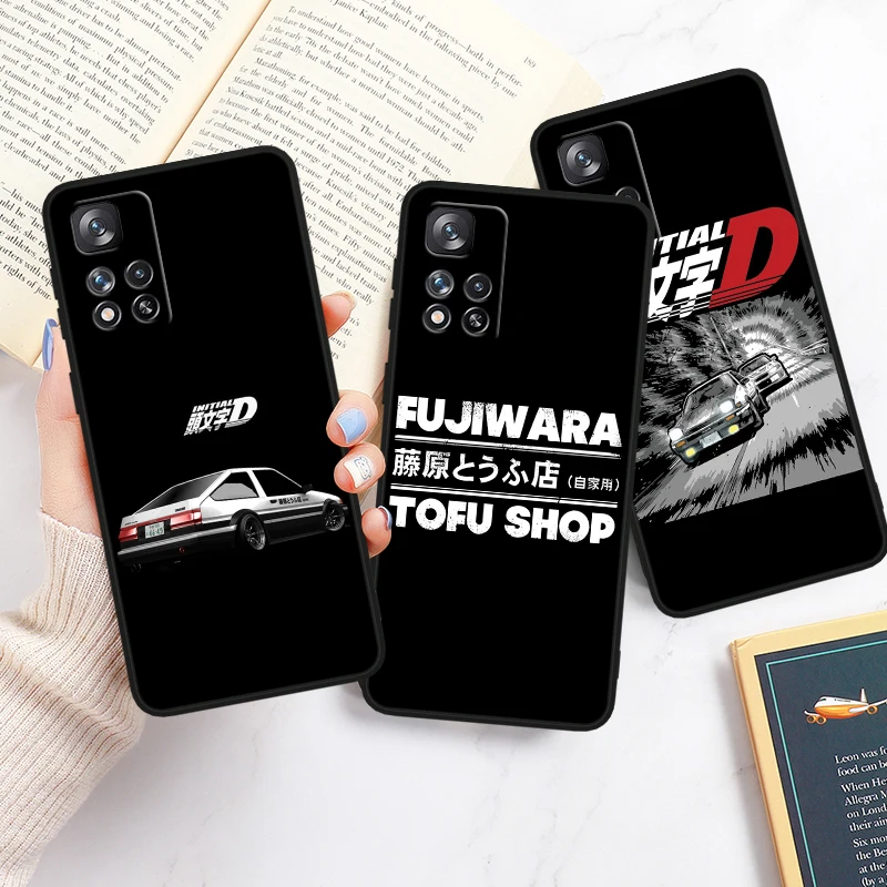 F-ujiwara Tofu Shop Initial-D For Redmi Note 13 12 Turbo 11T 11P 11E 11S 10T 10S 10 9 Pro Plus Max Silicone Black Phone Case