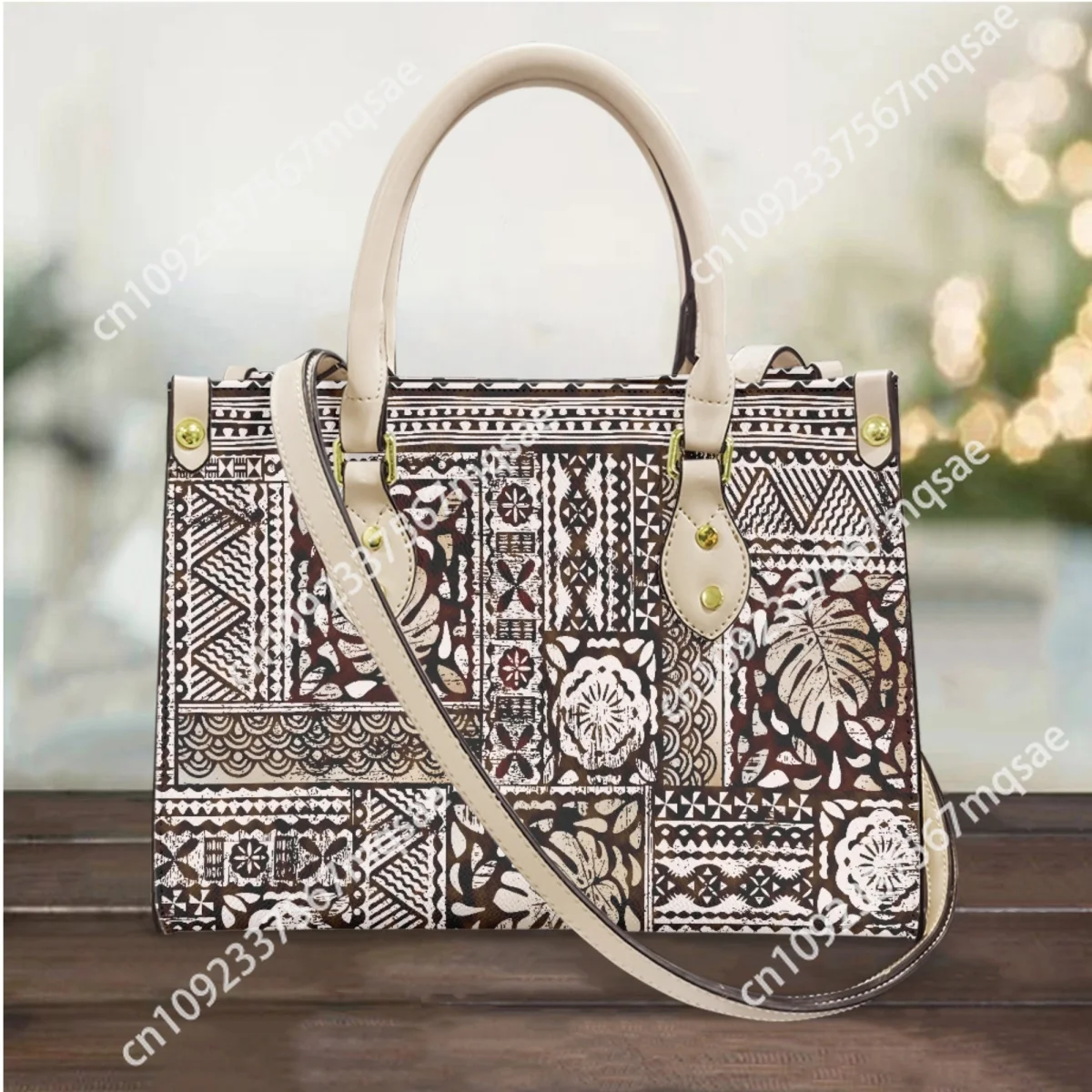 Polynesian Traditional Tribal Luxury Design Messenger Bag Retro PU Leather Casual Top Handle Clutch Coin Bags Fashion Handbag