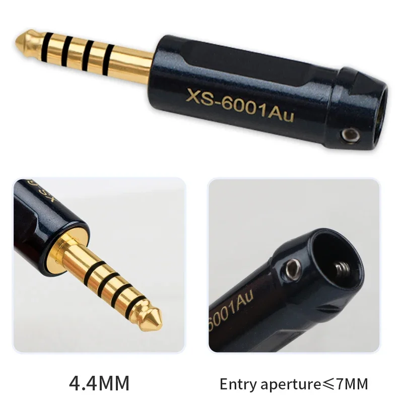 Gold Plated Copper 4.4mm Balanced Plug Welding Audio Adapter Headphone Cable DIY 4 Section Connector