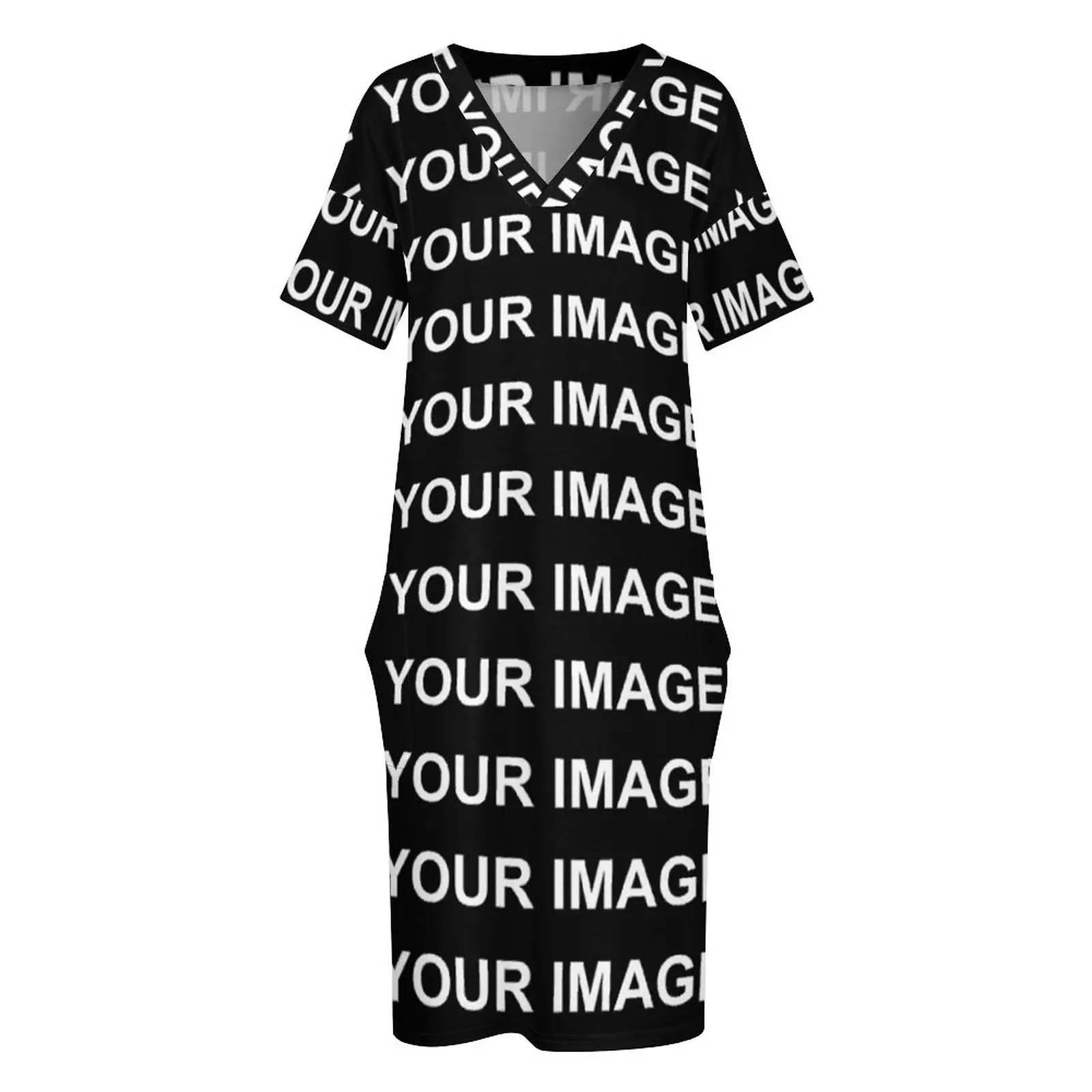 Your Image Customized Dress V Neck Custom Made Design Elegant Dresses Female Aesthetic Print Casual Dress With Pockets Plus Size