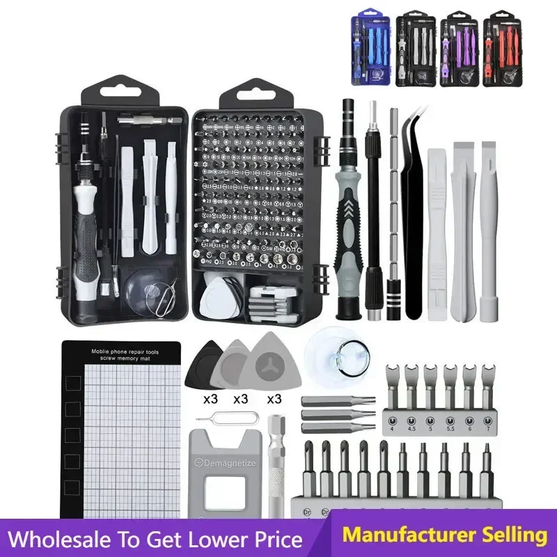 Computer Repair Kit 135 In 1 Screwdriver Set PC Laptop Phone Watch Repair Screwdriver Hand Tool Small Impact Screw Driver Set