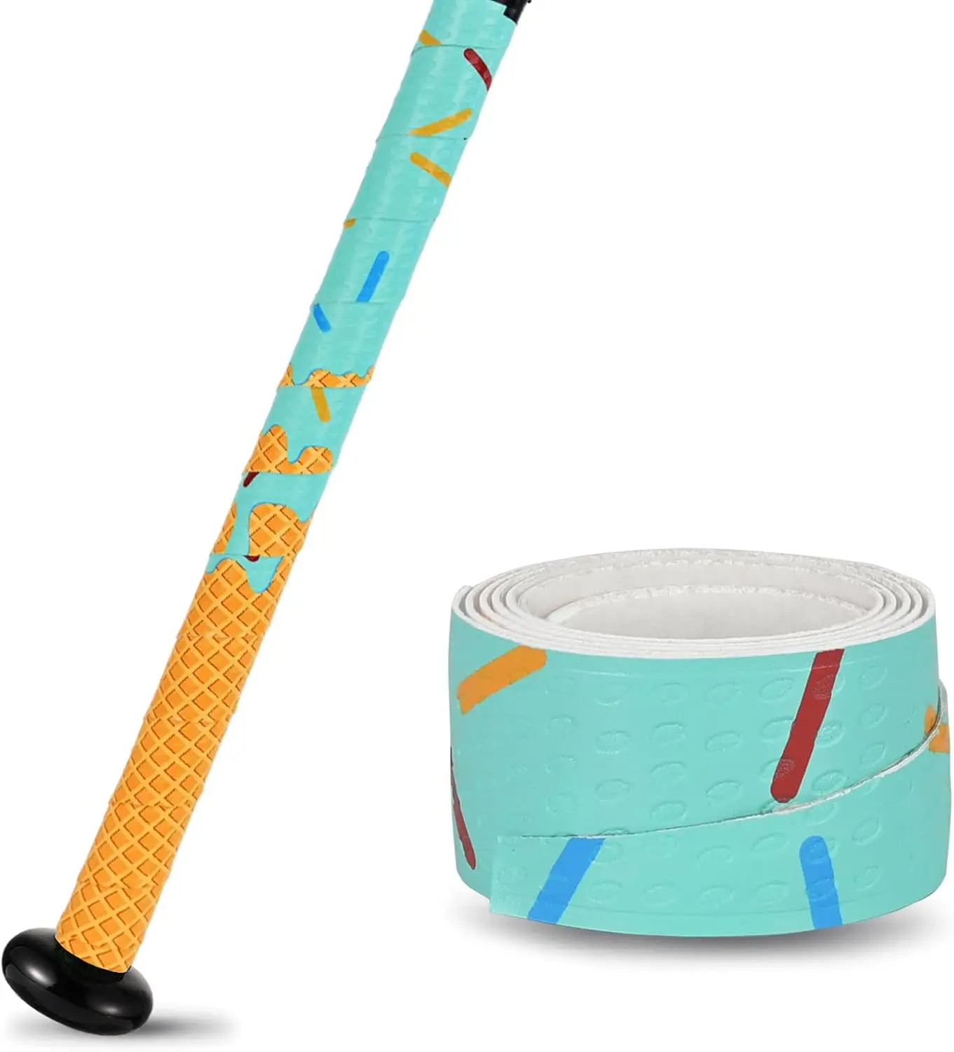 

AMASport Ice-Cream Baseball Bat Grip Absorb Sweat Band Skidproof Sweat Band, Self Adhesive Protect, Anti-slip Tape, Overgrip, 1m