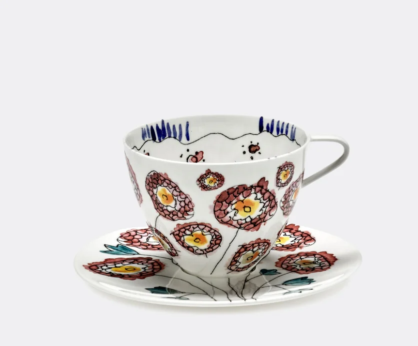 

'Anemone Milk' cappuccino cup and saucer, set of two The meeting of two design heavyweights