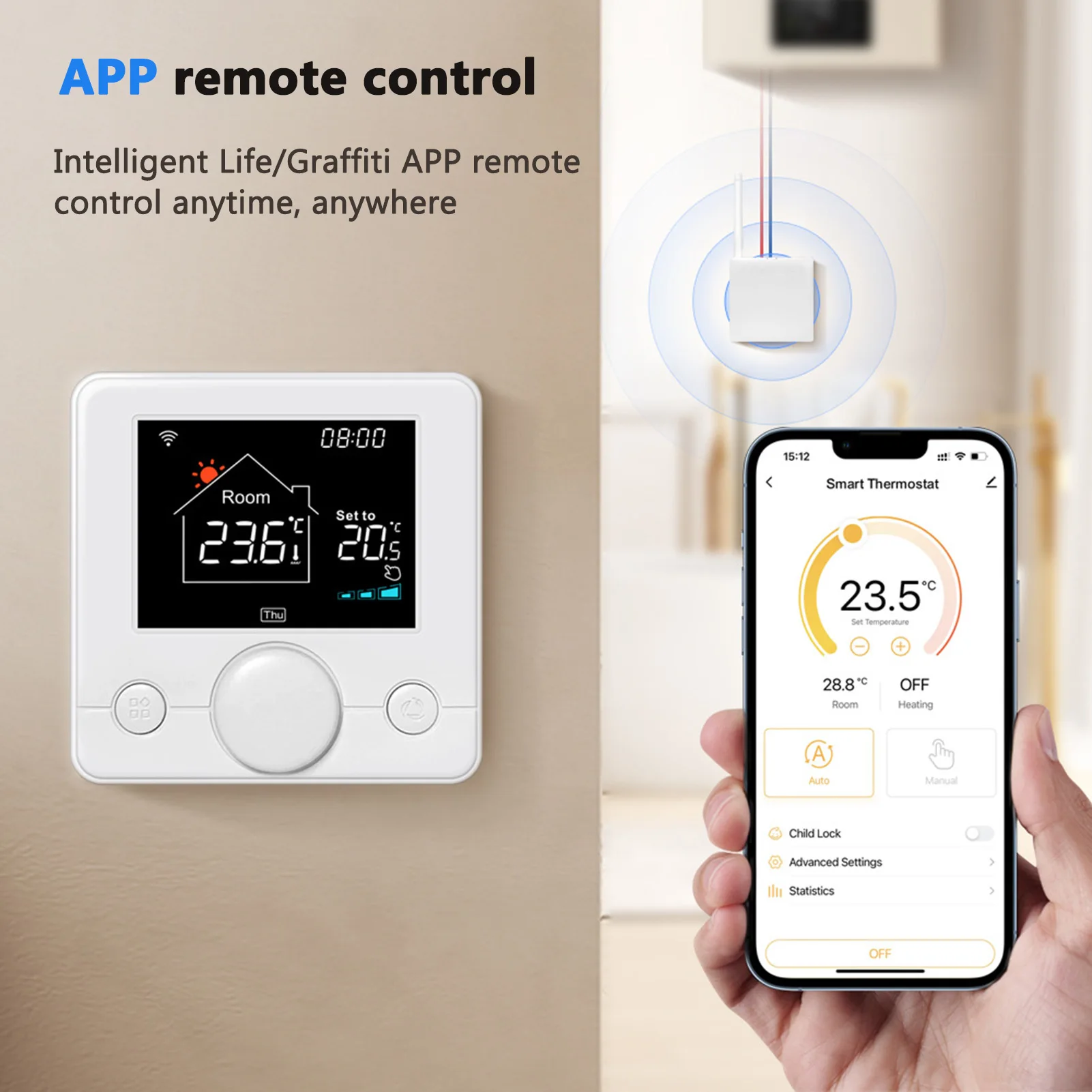 High-Precise Smarts WiFi Wireless Thermostat With Rack Multi-Purpose Heating Thermostat For Indoor