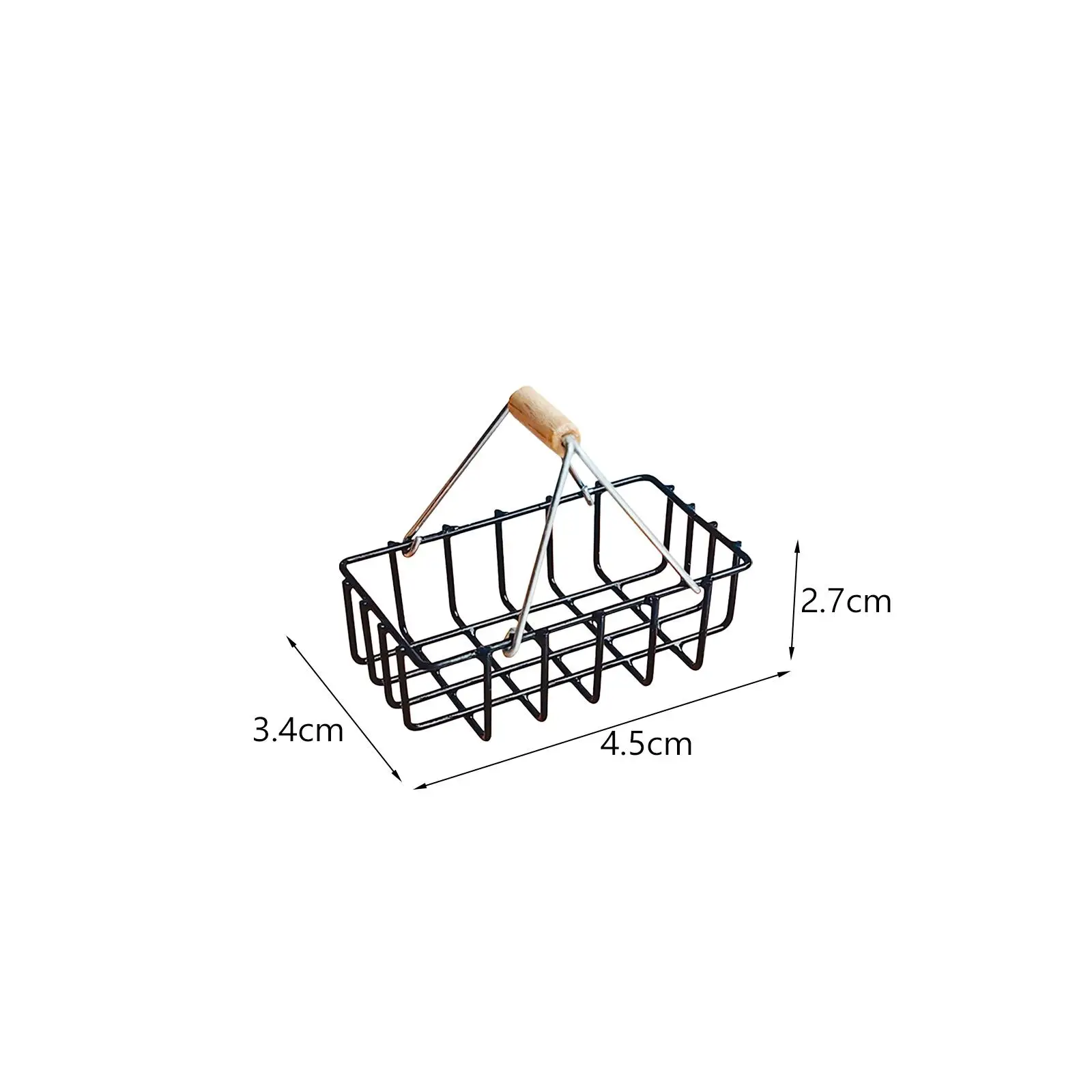 1/8 1/6 소형 합금 보관 바구니, 손잡이가 달린 인형 집 쇼핑 바구니