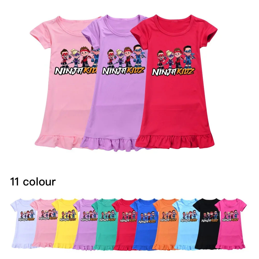 Game NINJA KIDZ Children's Summer Nightwear Baby Girls' Cute Dress Baby Girls' Birthday 2-12 Year Home Clothes