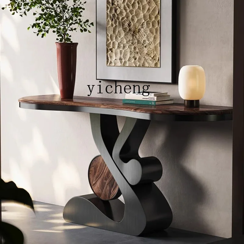 

entrance table Entry door Solid wood entrance storage table High-end art light luxury entrance cabinet