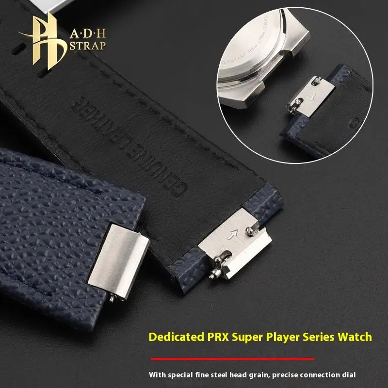 Correa de reloj de cuero genuino con estampado de lichi a la moda para Tissot 1853 PRX T137.410A T137.407A pulsera de cuero de vaca T137