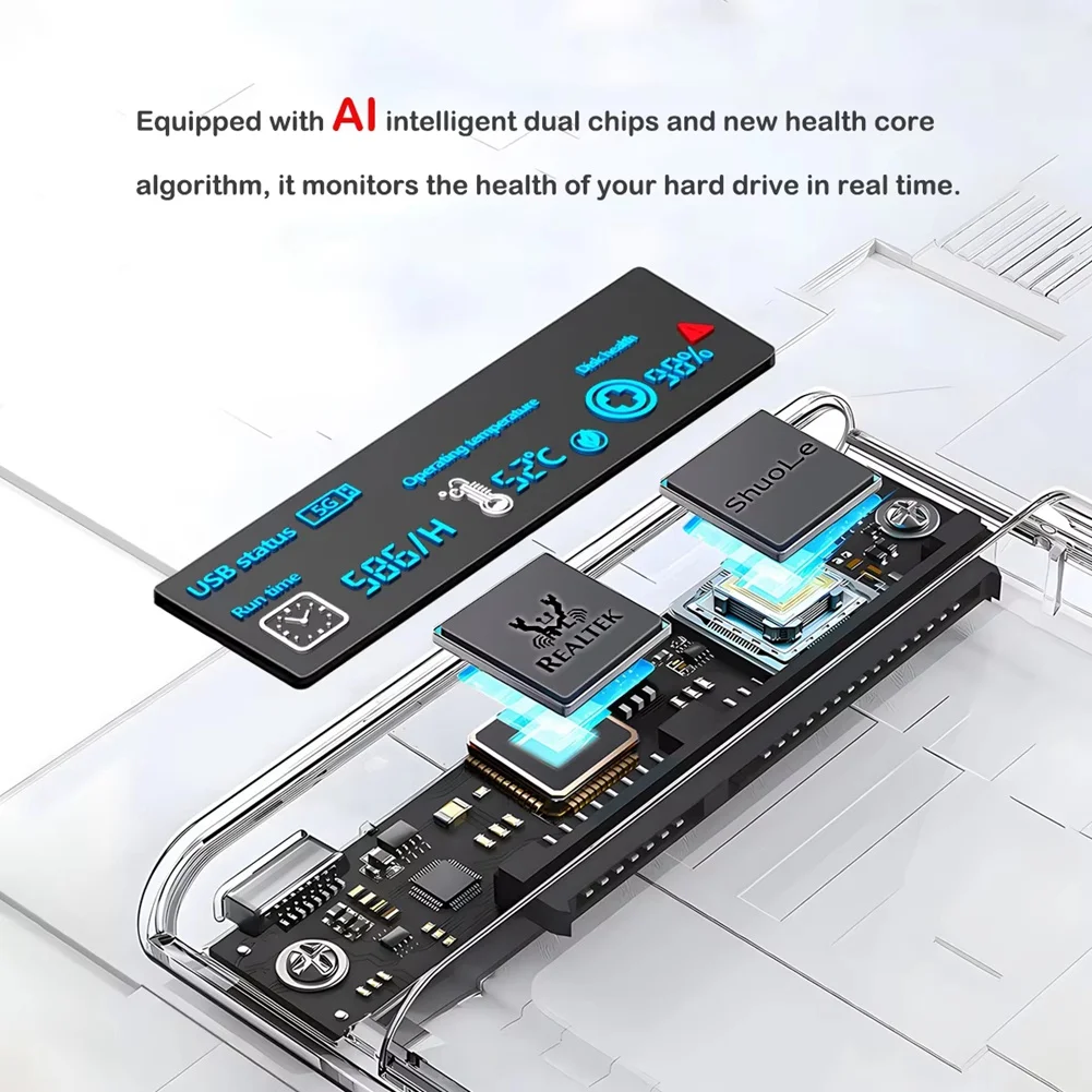 Eficiente estuche para disco duro externo ShuoLe USB3.2 de 5 Gbps y 2,5 pulgadas, color negro