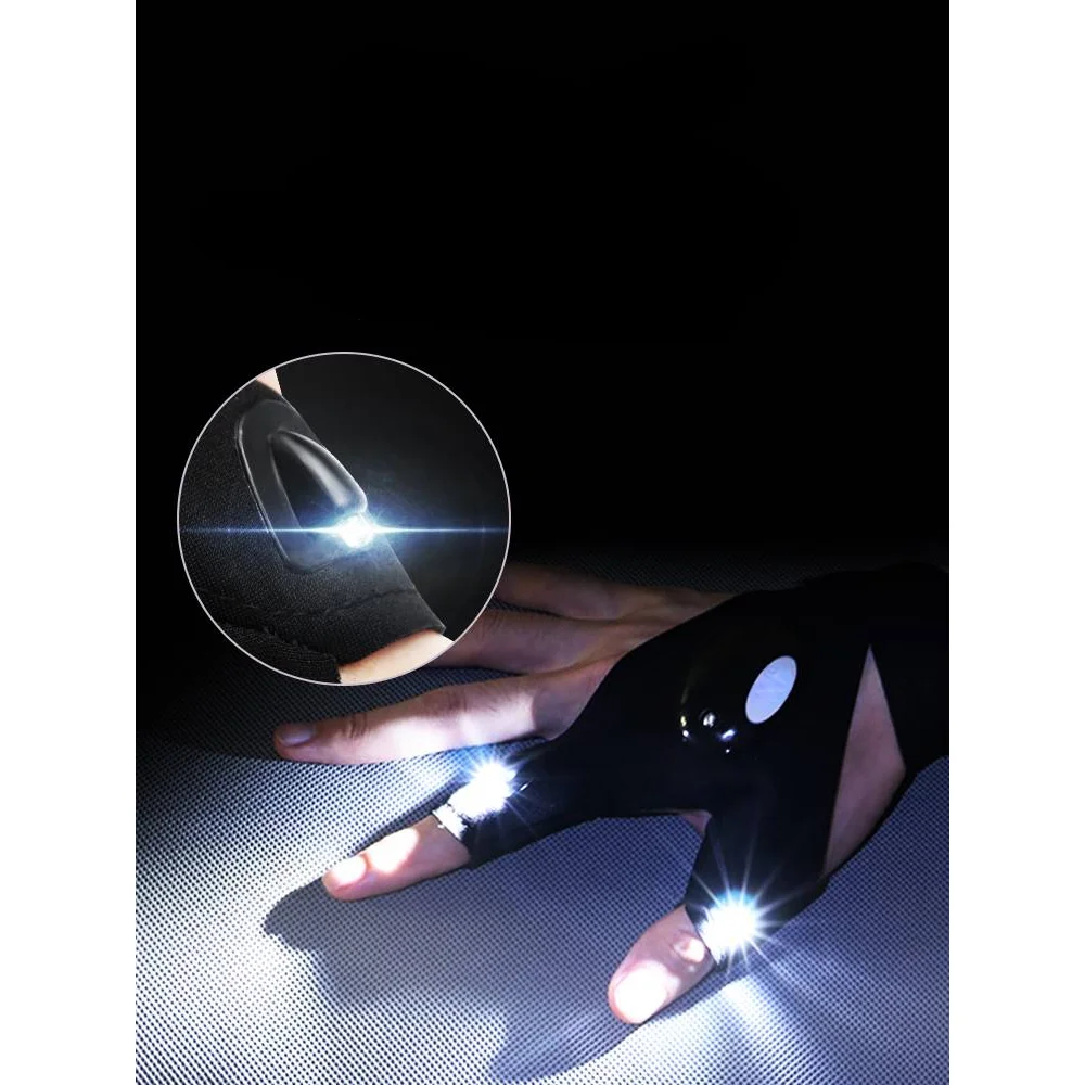 Outdoor Fishing Night Fishing Finger Light Mini Portable Rechargeable Gloves with Light Exposed Two Finger Auto Repair Light