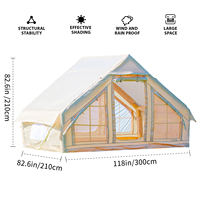 3-4 Person Inflatable Camping Tent for Family,4 Season Waterproof Oxford Blow up Tent with Chimney Opening,Mesh Windows