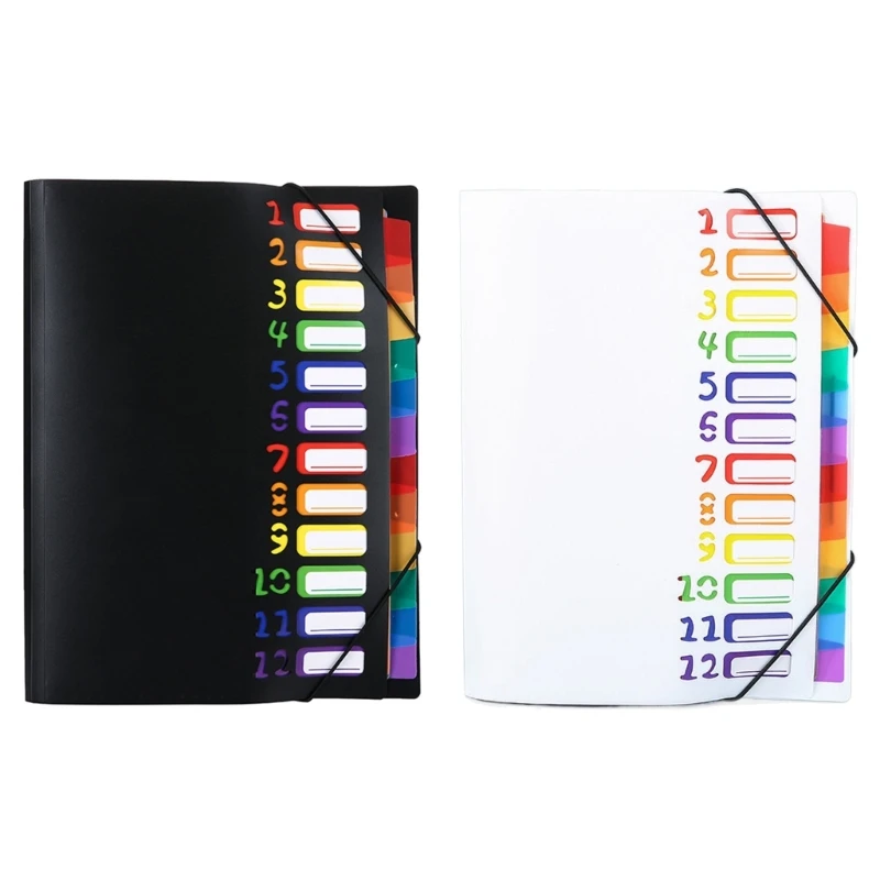 

Portable Document Folder Organ 12 Dividers Elastic Bands Secure Storage