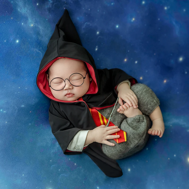 Newborn Photography Clothing Magic School Theme Outfits Top + Pants + Tie Set Funny Infant Phonto Props Studio Shoot Accessories