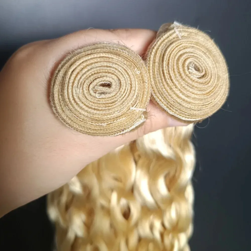 1/2/3개 613 블론드 번들 인모 딥 웨이브 10-30인치 100% 미가공 버진 인모 헤어 익스텐션 12A 등급 풀 엔드