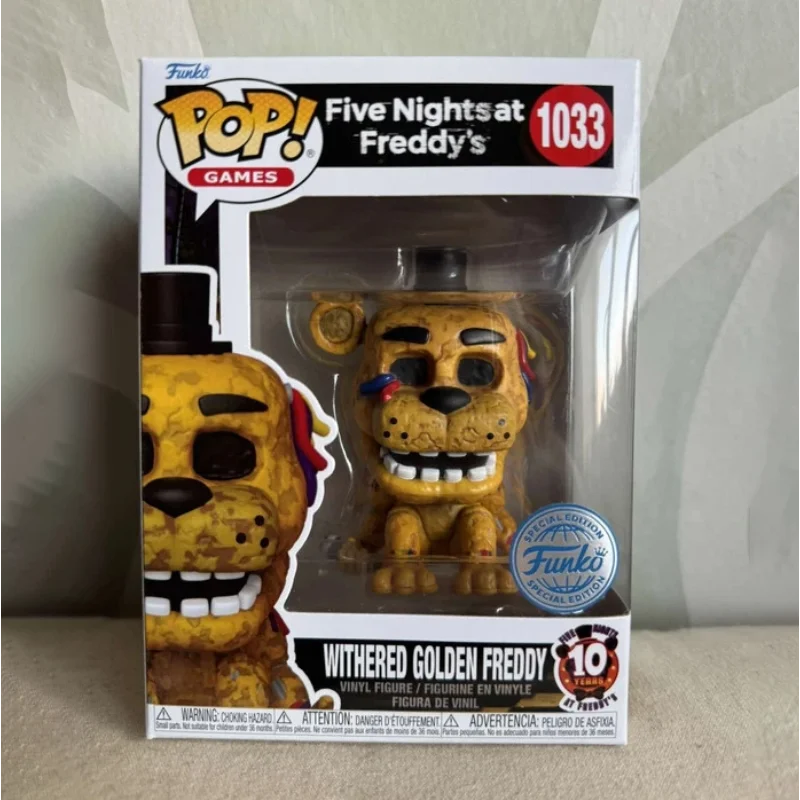 خمس ليال في فريدي بوب! شخصيات ذابلة جولدن فريدي 1033 FUNKO 3.9 بوصة من الفينيل قابلة للجمع طبعة محدودة لعبة هدية