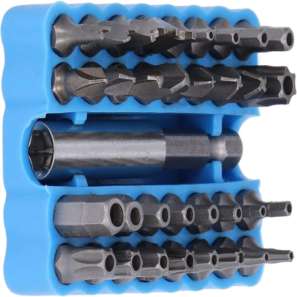 33pcs High Hardness Security Bit Set Torx+Hex+Tri Wing+Star Versatile Tamper Proof Bits Impact Driver Bit Set