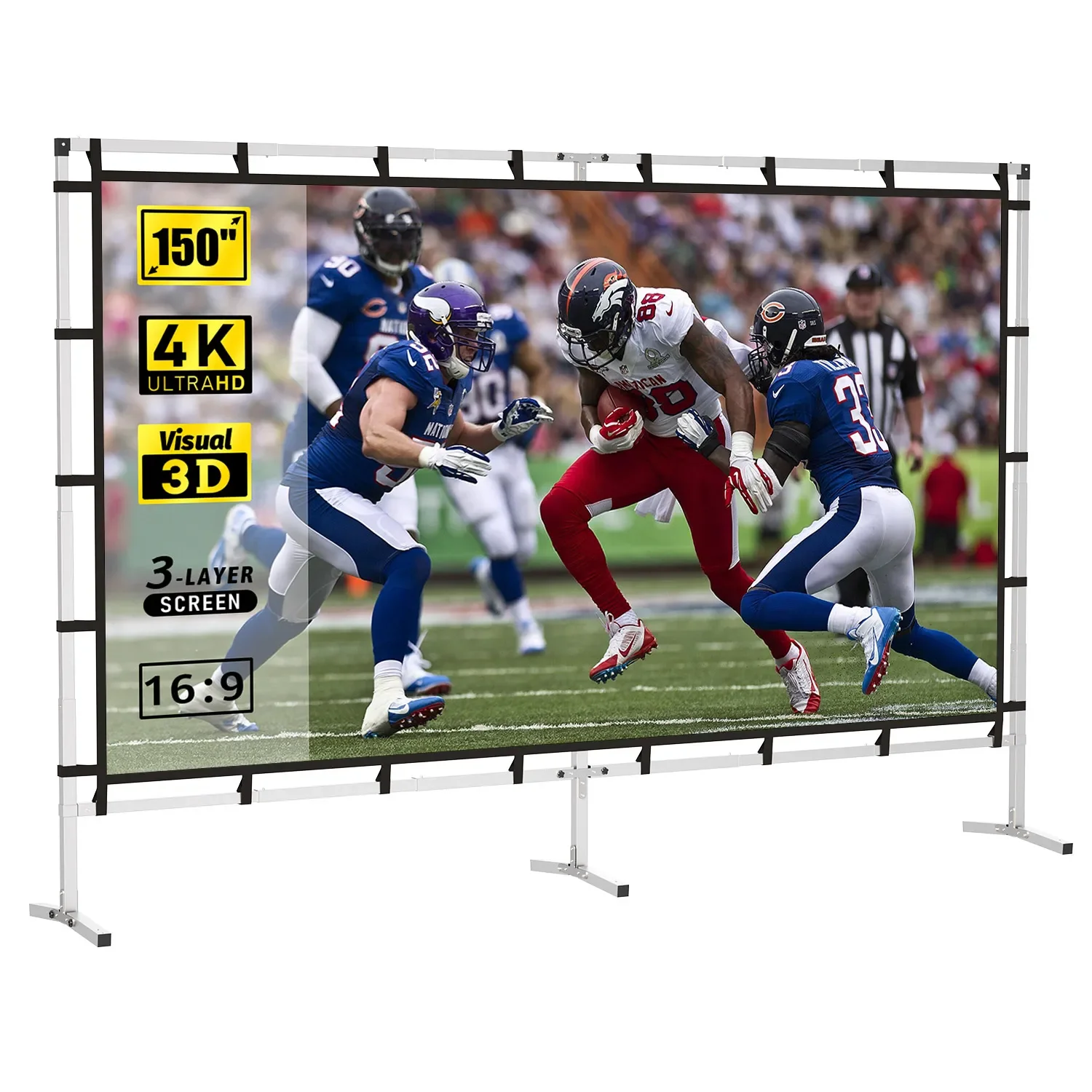 150 Inches 16:9 Simple soft fabric Projector Screen Portable Foldable with 3 Tripod stand