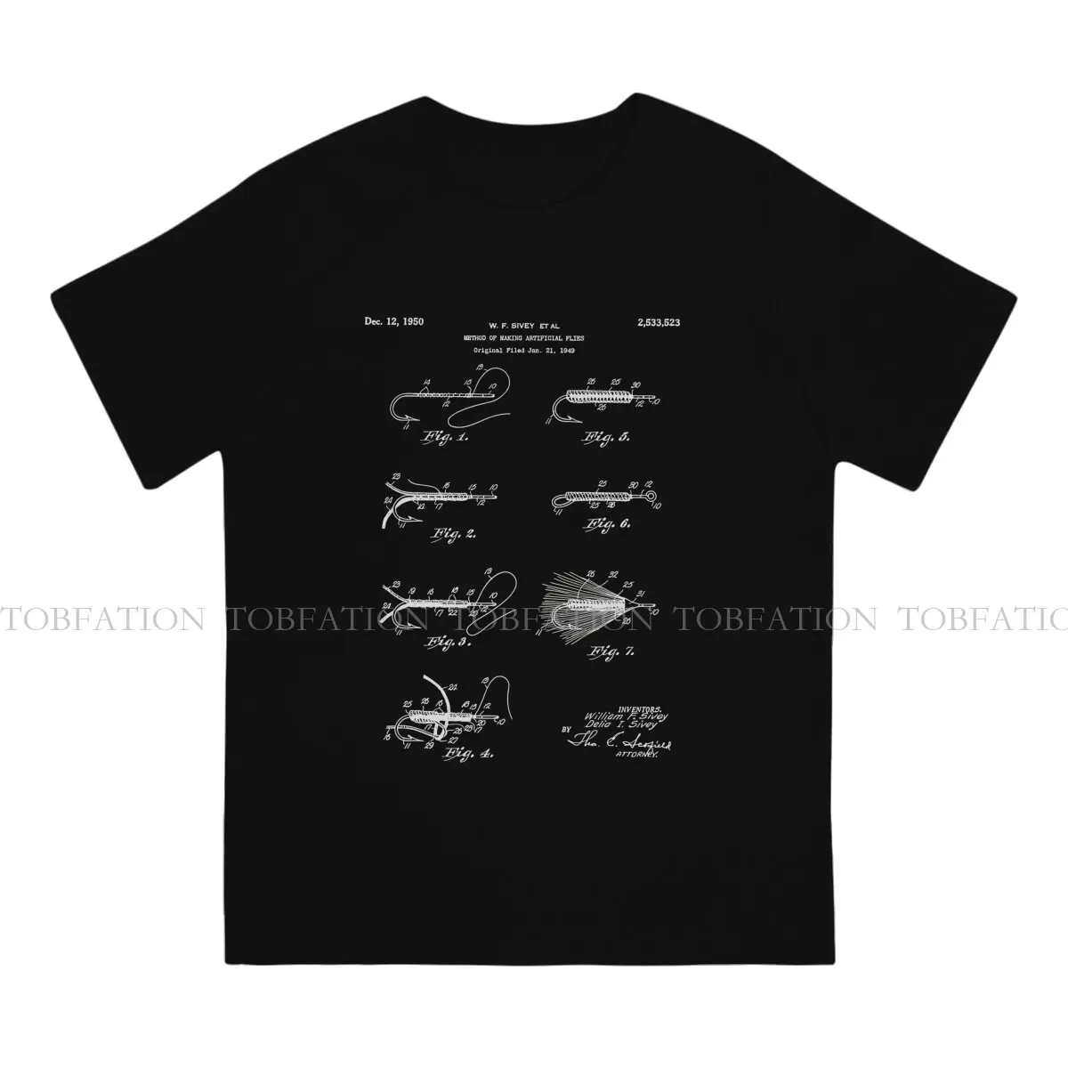 Fly Fishing Patent - Fisherman Art - Blueprint Harajuku TShirt Fishing Lure Creative Streetwear Casual T Shirt Male