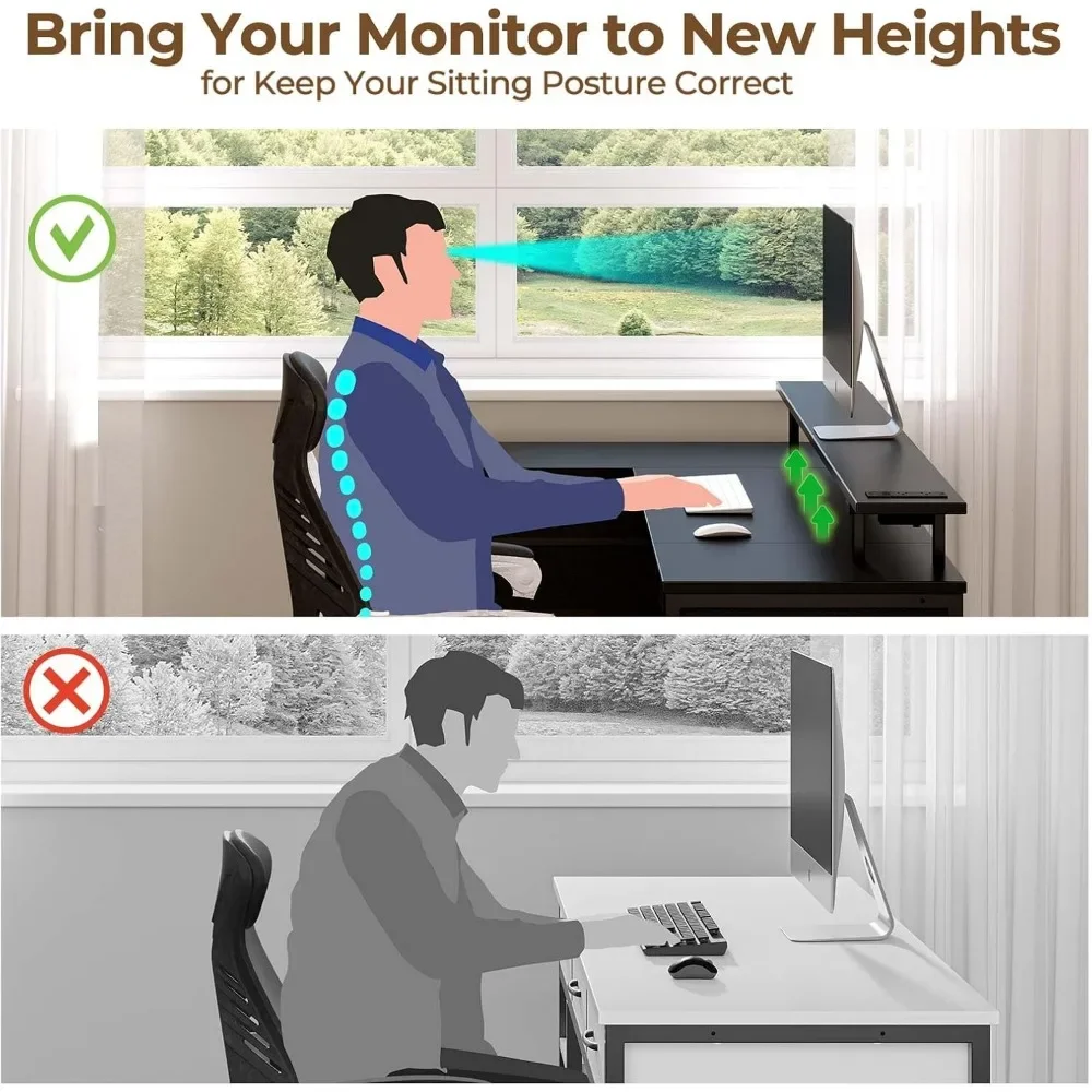 L Shaped Computer Desk with Drawers 47.2 inch,Gaming Desk with Power Outlets & LED Lights,Reversible Office Desk with Storage