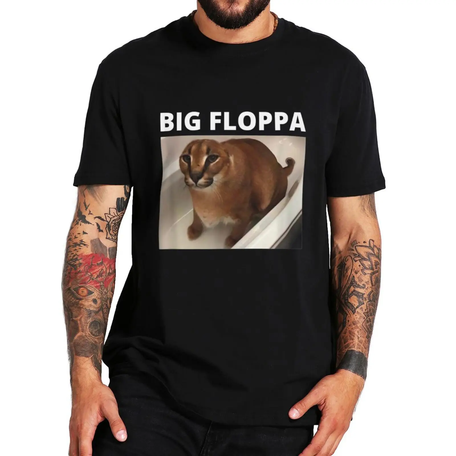 

Big Floppa My Beloved Cat Big Ears T Shirt Funny Meme Classic Unisex T-Shirt Short Sleeves 100% Cotton EU Size Camiseta TopsF