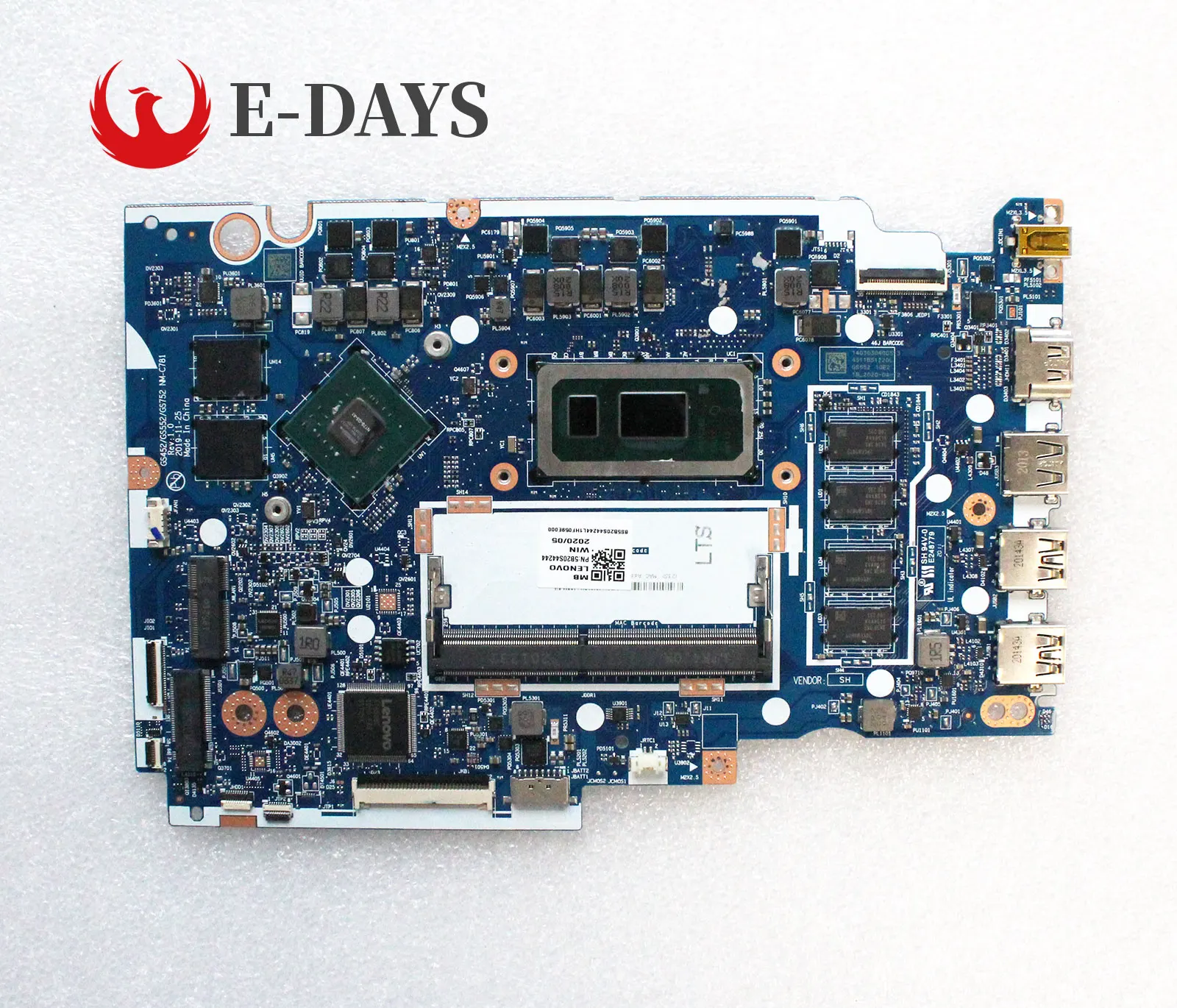 Original For Lenovo Ideapad 3-14IML05 Laptop Motherboard I5-10210U CPU MX130 2GB GPU 4G RAM GS452/GS552 NM-C781 5B20S44174