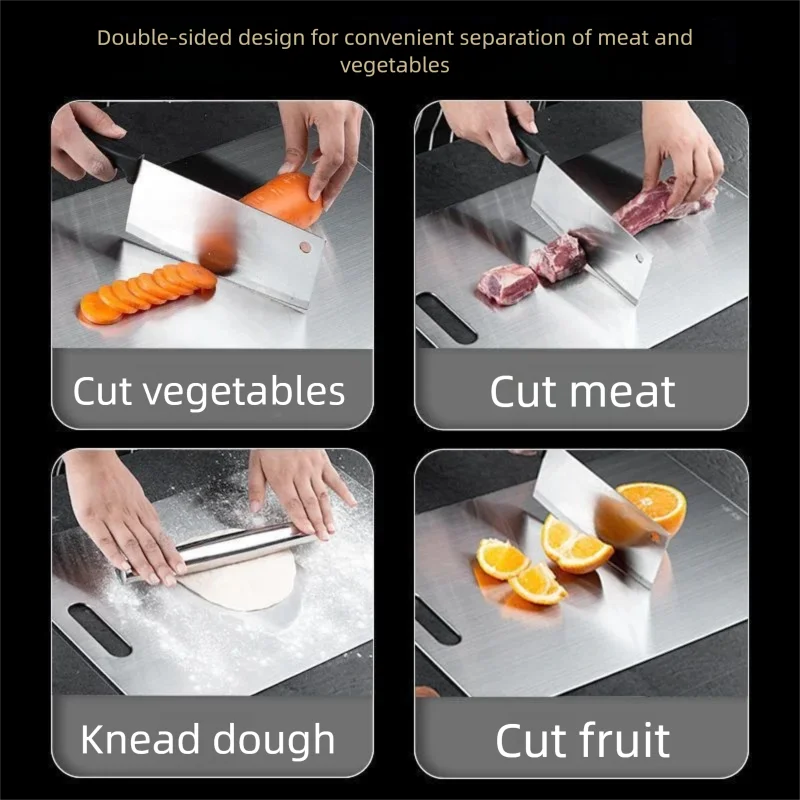 316 Stainless Steel Cutting Board, Thickened Design, Antibacterial & Mildew-proof, Double-sided Usable. Premium 304 Food Grade