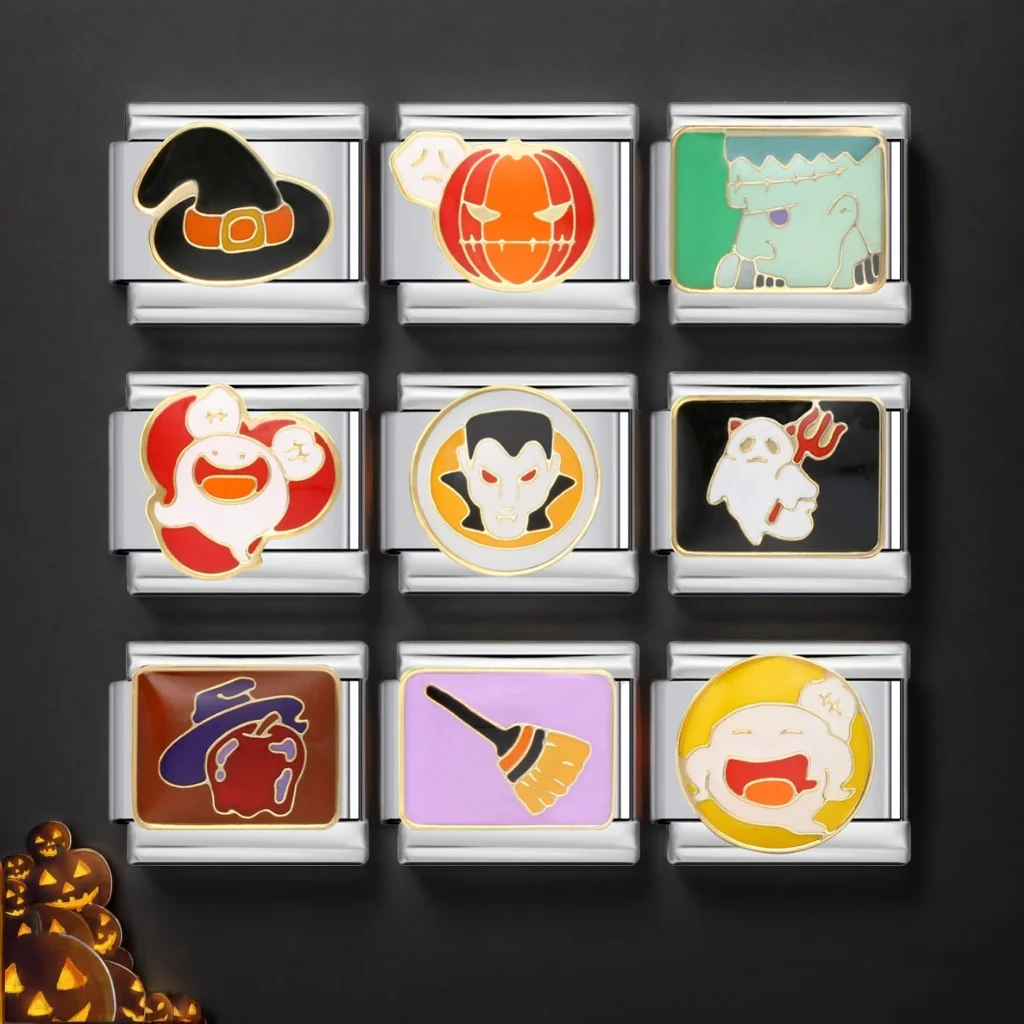 Хэллоуин-Готическая-тыква-вампиры-призрак-волшебная-шляпа-итальянские-браслеты-подвески-звенья-подходят-9-мм-браслет-из-нержавеющей-стали-diy-ювелирные-изделия