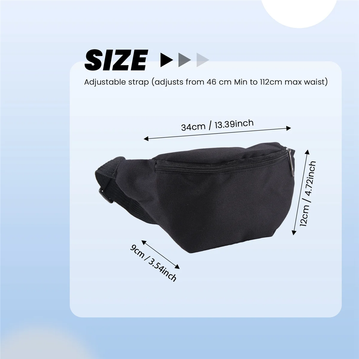 N89R Bag Fanny Pack Hip Waist Festival Money Pouch Belt Wallet Sport Holiday Kids Black