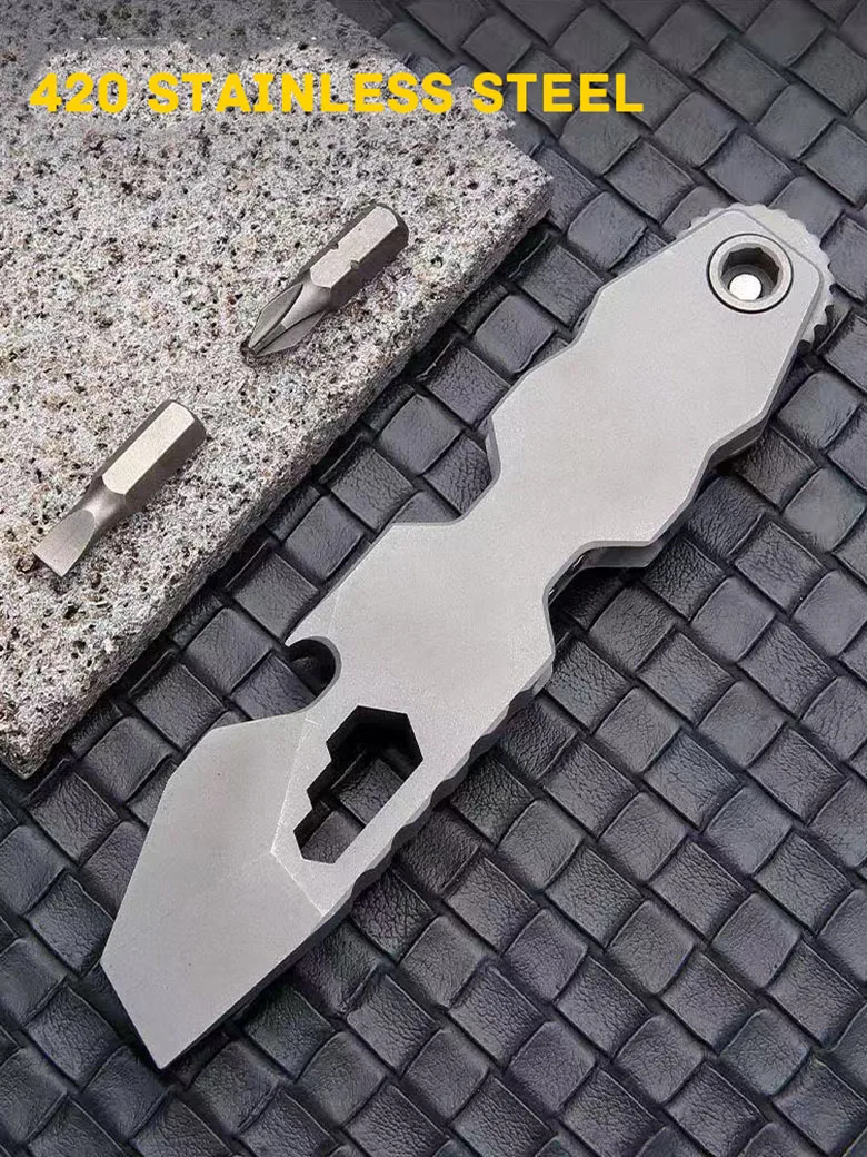 420 Stainless Steel Crowbar Multi-functional Adjustable Wrench Screwdriver Pocket Tool Hanger Pry Bar Bottle Opener EDC Tool