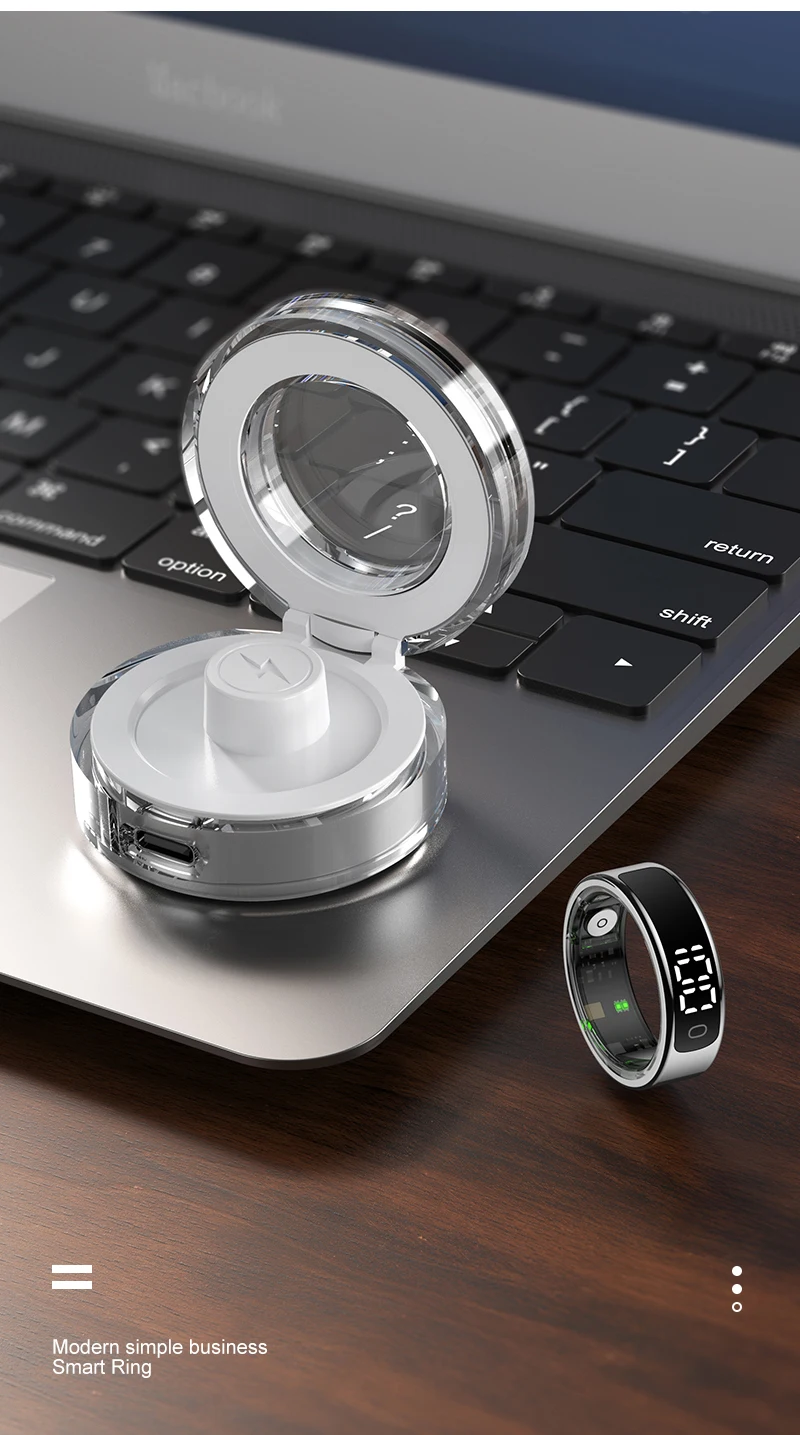 Nuovo Smart Ring Frequenza cardiaca Pressione sanguigna Display a LED Schermo Monitoraggio del sonno 5ATM Modalità multi sport impermeabile Regali per Andorid