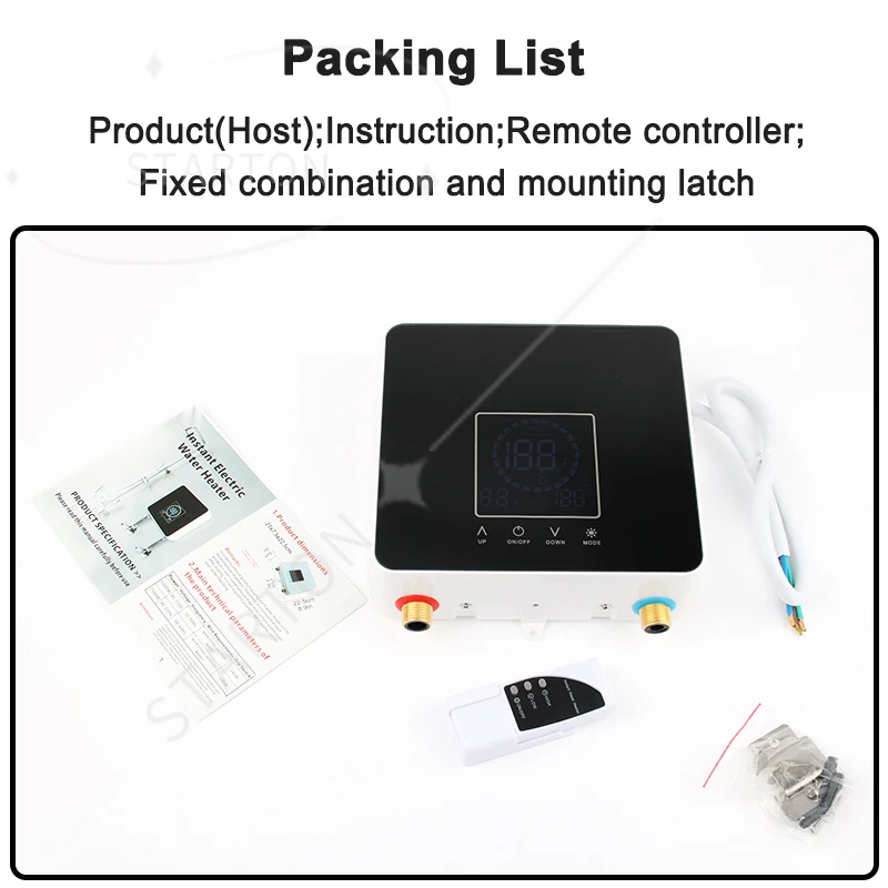 

Electric Instant Tankless Hot Water Heater Remote Control Bathroom Instantaneous Thermostat Heating Shower Touch Panel