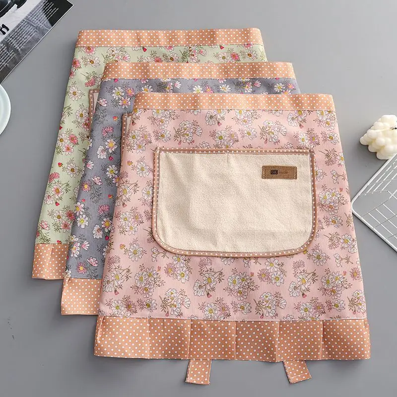 

Floral Apron Waist Anti-fouling Apron Kitchen Cooking Apron Household Half Work Clothes,Waterproof Oil-resistant Breathable