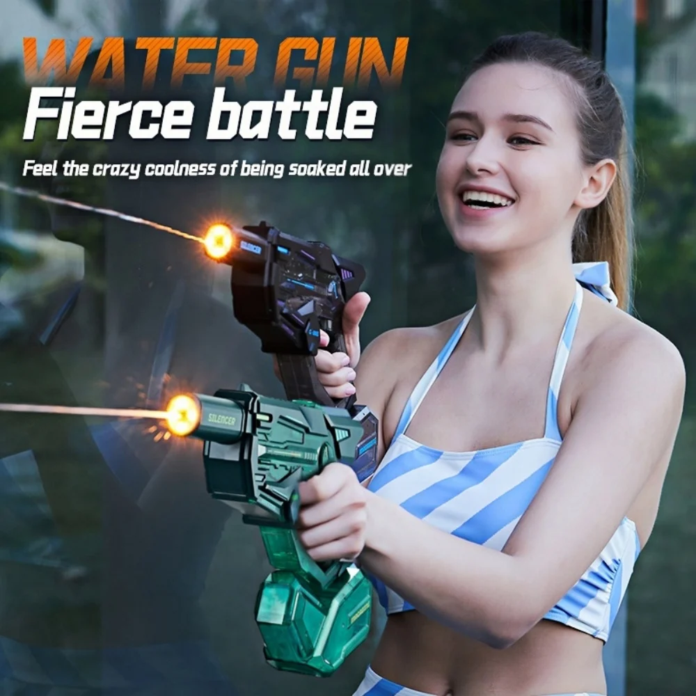 مسدس مياه كهربائي للأطفال مع ضوء حثي Led سعة كبيرة مسدس بخ أوتوماتيكي للصيف في الهواء الطلق ألعاب معركة المياه على الشاطئ #2