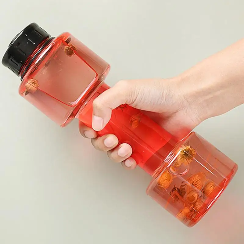 Weight Water Bottle Dumbbell Shaped Bottle Jug Cup For Travel 700ml Water Kettle Sport Bottle Water Cup For Workout Gym Cycling