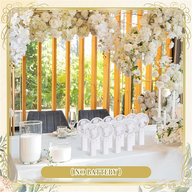 B07B-10 قطعة مروحة محمولة باليد مروحة الزفاف مروحة شخصية مروحة يدوية صغيرة مروحة محمولة بيضاء لحفلات الزفاف العازبة Fa #5