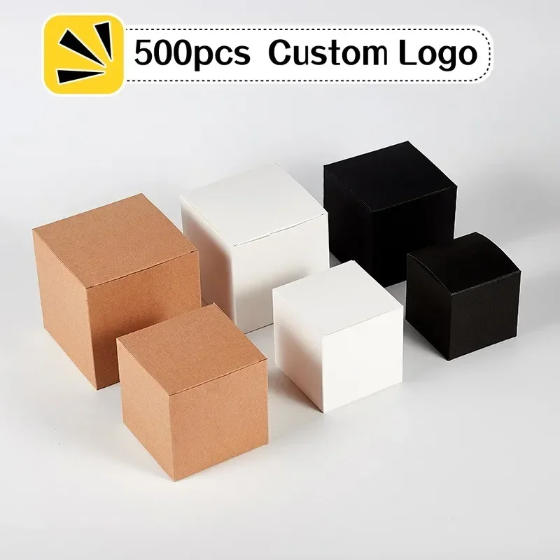 

500pcs Customized Kraft Paper Box Wholesale Carton Small Packaging Boxes Printed Logo Business Box| |