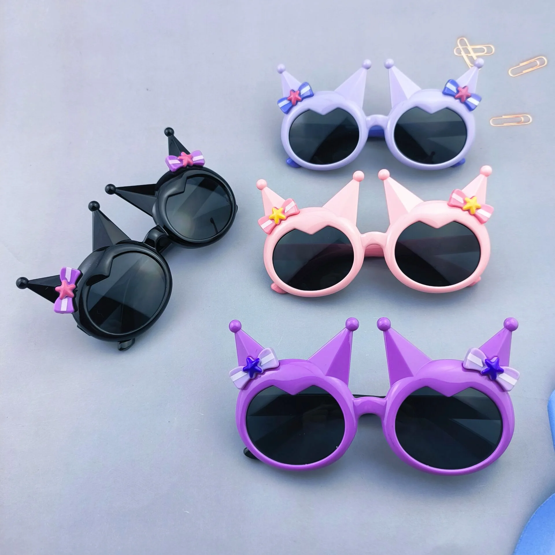 Kawaii Sanrio Kuromi Children Sunglasses Girls Sunnies Cartoon Anime Kuromi Sun Protection Glasses Decorative Holiday Toys