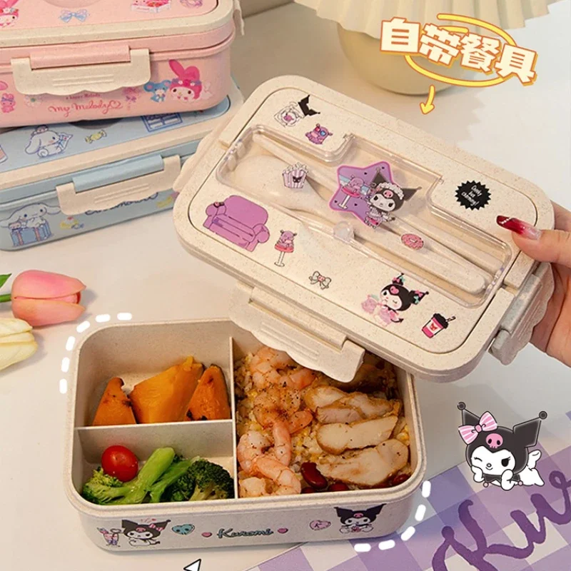 Sanrio Kuromi Lunch Box Cinnamoroll My Melody Student Compartmentalised Eco-friendly Bento Box Tableware Food Storage Container