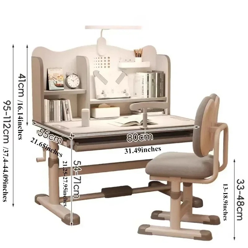 Study School Kids Table Chair Set Writing Bookcase Modern Height Adjustable Chair Child Set Computer Scrivania Kids Furniture