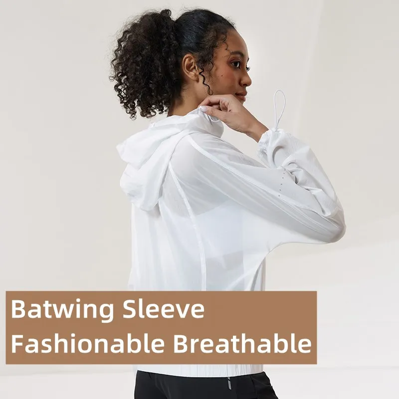 Translucent Sun Protection Hoodies High Quality Outdoor Sports Long Sleeve Zipper Womens Running Jacket Cycling Training Coat