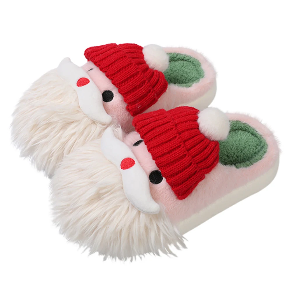 

Christmas Santa Claus Slippers Cute Furry Slippers Comfortable Plush Santa Slippers Anti Slip Soft Thick Sole Slippers for Women