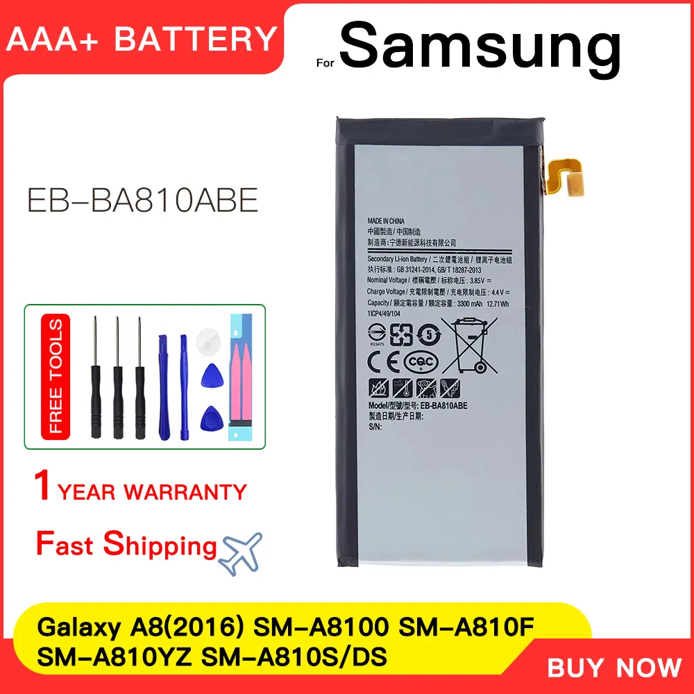 

Genuine EB-BA810ABE For Samsung Galaxy A8 (2016) SM-A8100 SM-A810F SM-A810YZ SM-A810S A810F/DS SM-A810 A810 A810YZ A810S +Tools