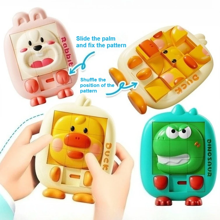 

3D Cartoon Animal Huarongdao Kids Hand Eye Coordination Cartoon Dinosaur Sliding Puzzle Toy