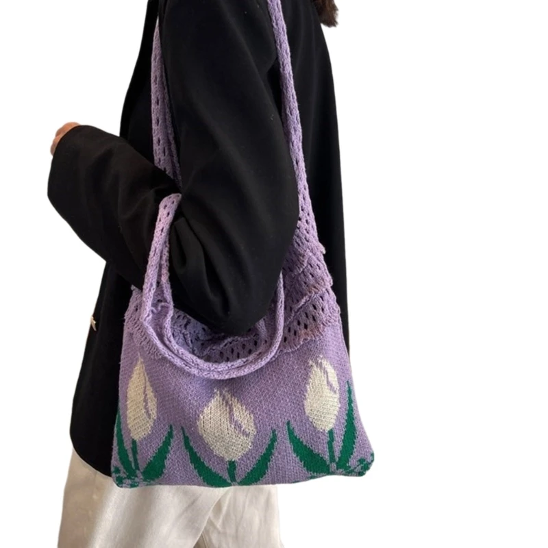 Stylish Knitted Tote Bag Fashionable Shoulder Bags for Women Braid Handbag with Artistic Charm